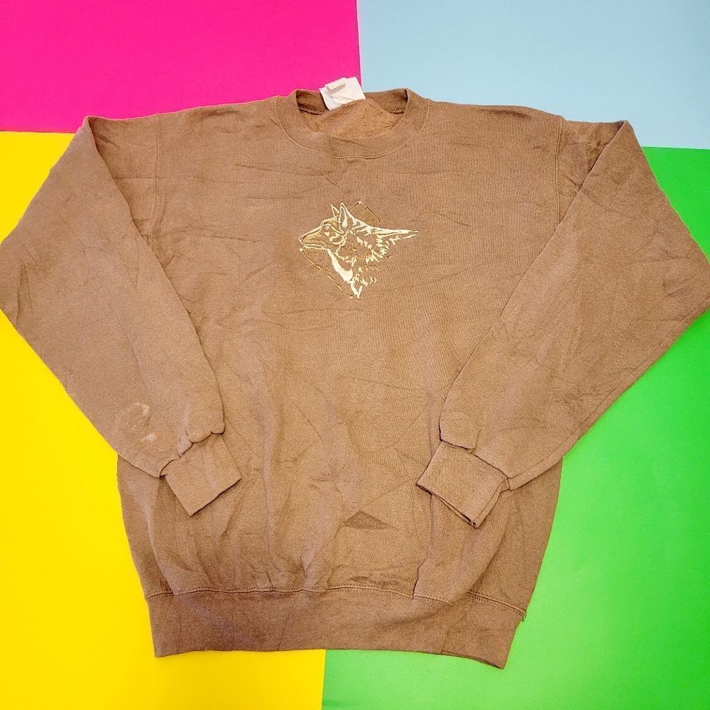 Vintage wolf brown crewneck sweatshirt sweater - Picture 1 of 5